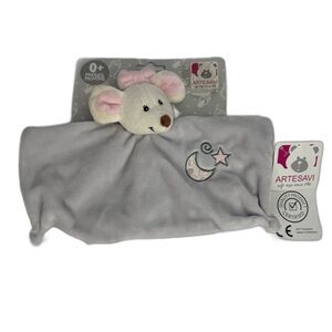 Artesavi Mouse Lovey Plush Security‎ Blanket Gray Stuffed Animal Soft Toy
